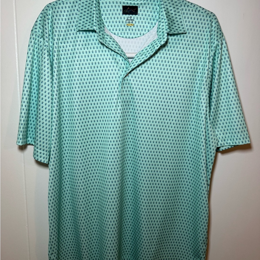 Greg Norman Collection Aqua Patterned Polo Shirt